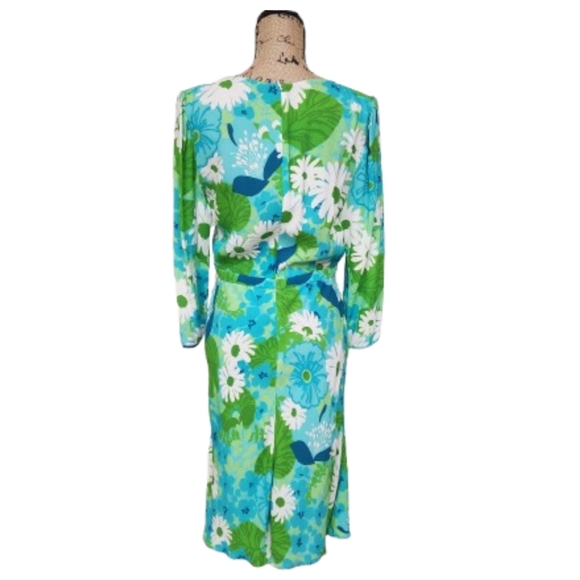Michael Kors Collection Floral Crepe-Sablé Dress, Teal, Green, Womens 8 NWT - Picture 3 of 10